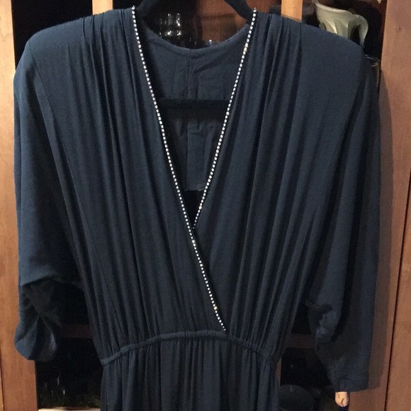 Vintage 1980s Black Flowy Skirt Dancing Dress Rhinestone Trim Small /Med Woman’s - Picture 6 of 17